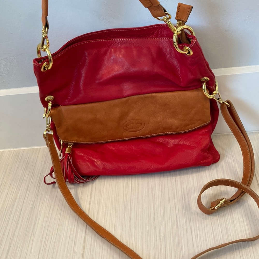 Red genuine leather purse from Italy